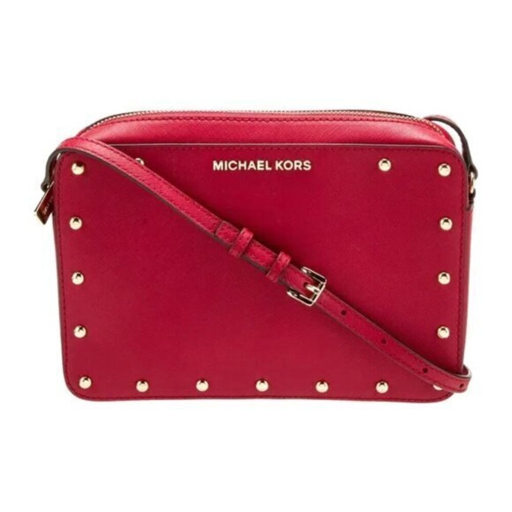 Michael Kors Red Studded Crossbody Bag Designer Purse Handbag